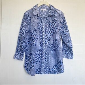 Foxcroft  Women’s Zoey 3/4  sleeve Geo Tile Blouse